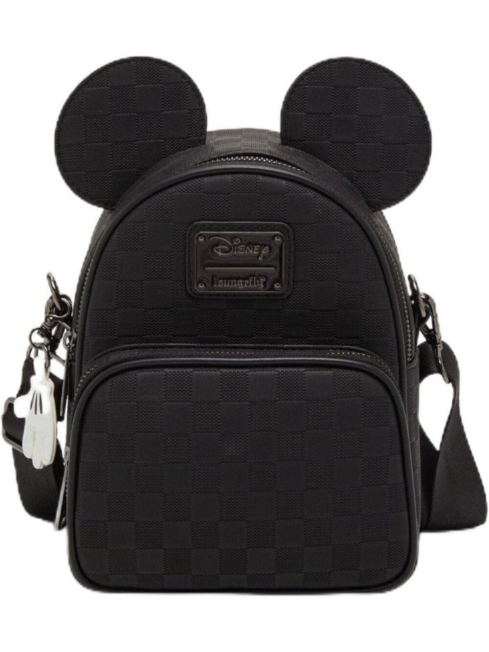 Disney Mickey Mouse Black Checkered Convertible Crossbody Bag - Stylish & Fun!